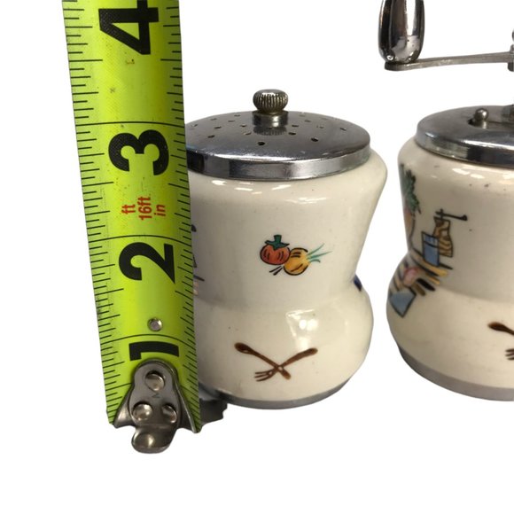 Rare Collectible Set Two Salt Pepper Shakers Grinder Ceramic Woodpecker Woodware - Picture 5 of 8